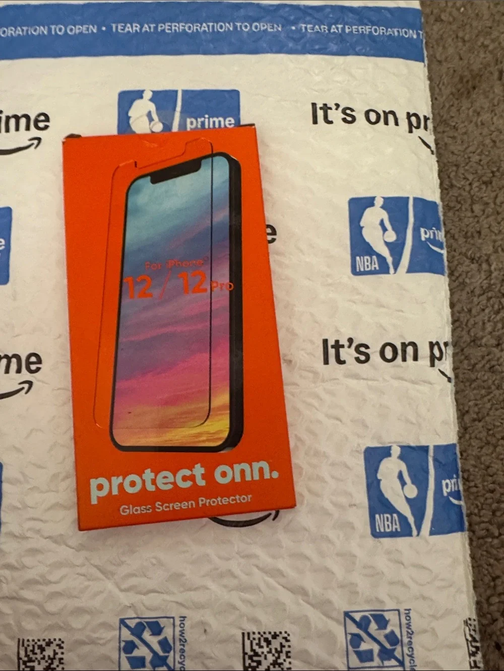 protect onn. Orange Tempered Glass Screen Protector for iPhone 12 / 12 Pro